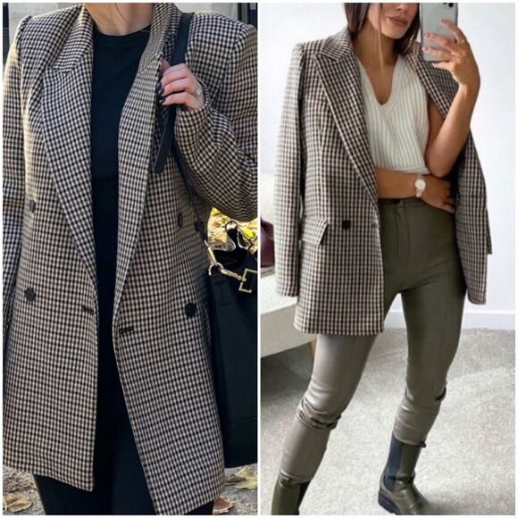 Zara Jackets & Blazers - ZARA Oversized Double Breasted Blazer Plaid Fall 2761/051/707 New Size M